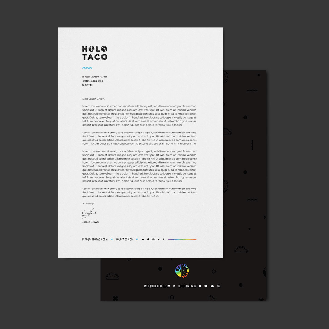 Holo Taco Letterhead sample